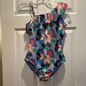 GAP Kids One Shoulder Floral Swimsuit - Blue and Pink